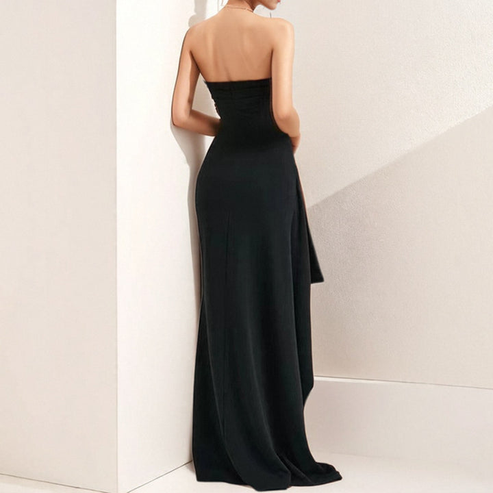 Damen Abendkleid mit trägerlosem Design und hohem Schlitz Drune