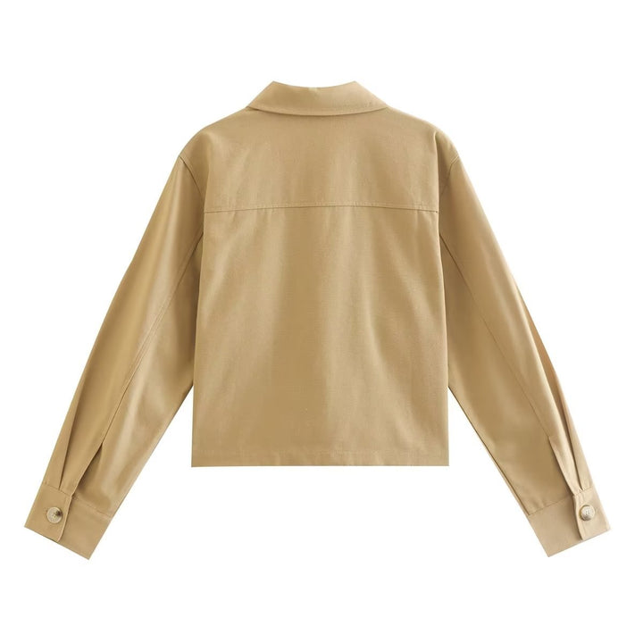 Damen nan kurze Utility-Jacke mit Hemdkragen und aufgesetzten Pattentaschen Drune