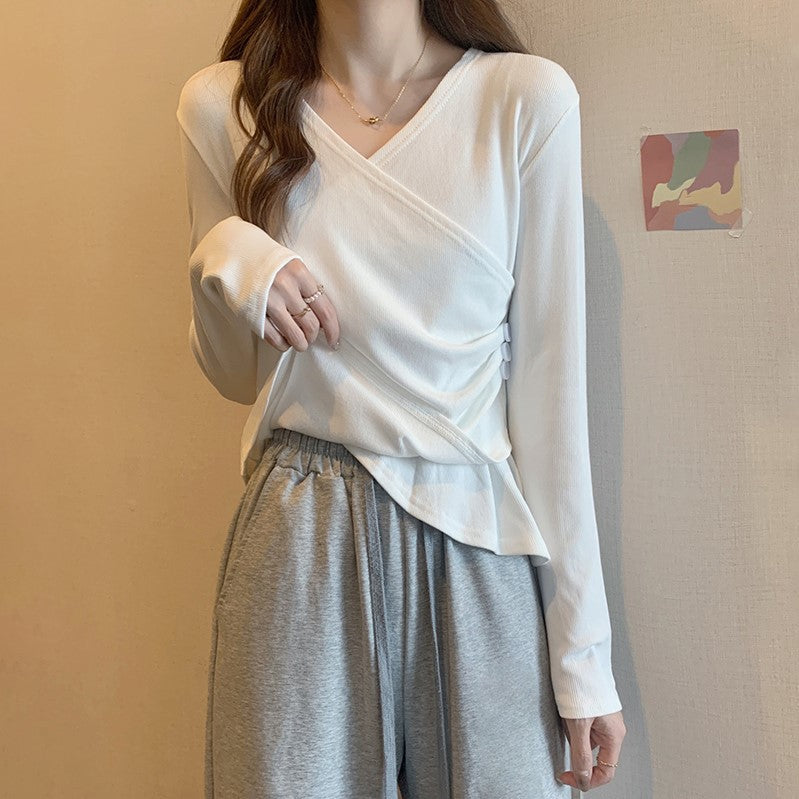 Damen Wickeloberteil mit Knopfdetails und Raffungen Drune