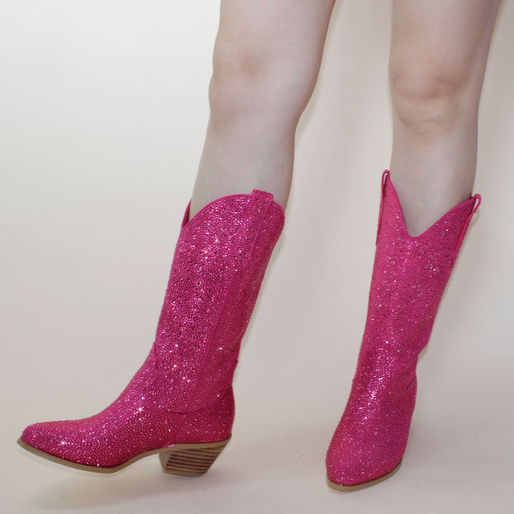 Damen Glitzernde Western-Stiefeletten Drune