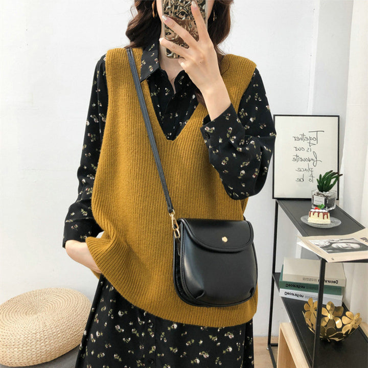 Damen Strickweste mit modernem V-Ausschnitt und feiner Textur Drune