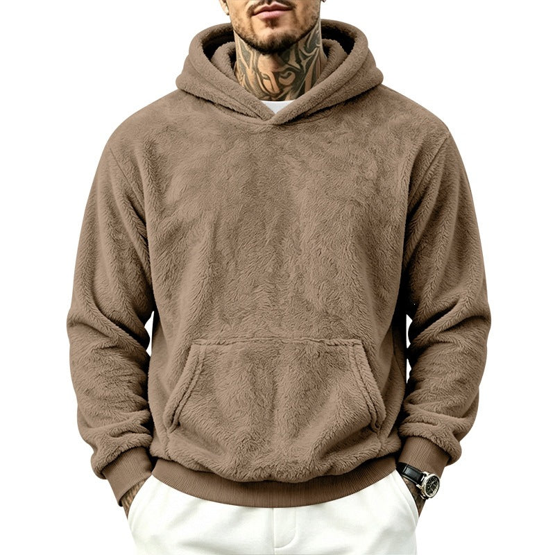 Herren Kuscheliger Fleece-Hoodie mit Kängurutasche und geripptem Saum Drune
