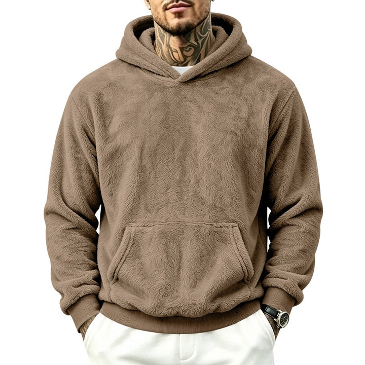 Herren Kuscheliger Fleece-Hoodie mit Kängurutasche und geripptem Saum Drune