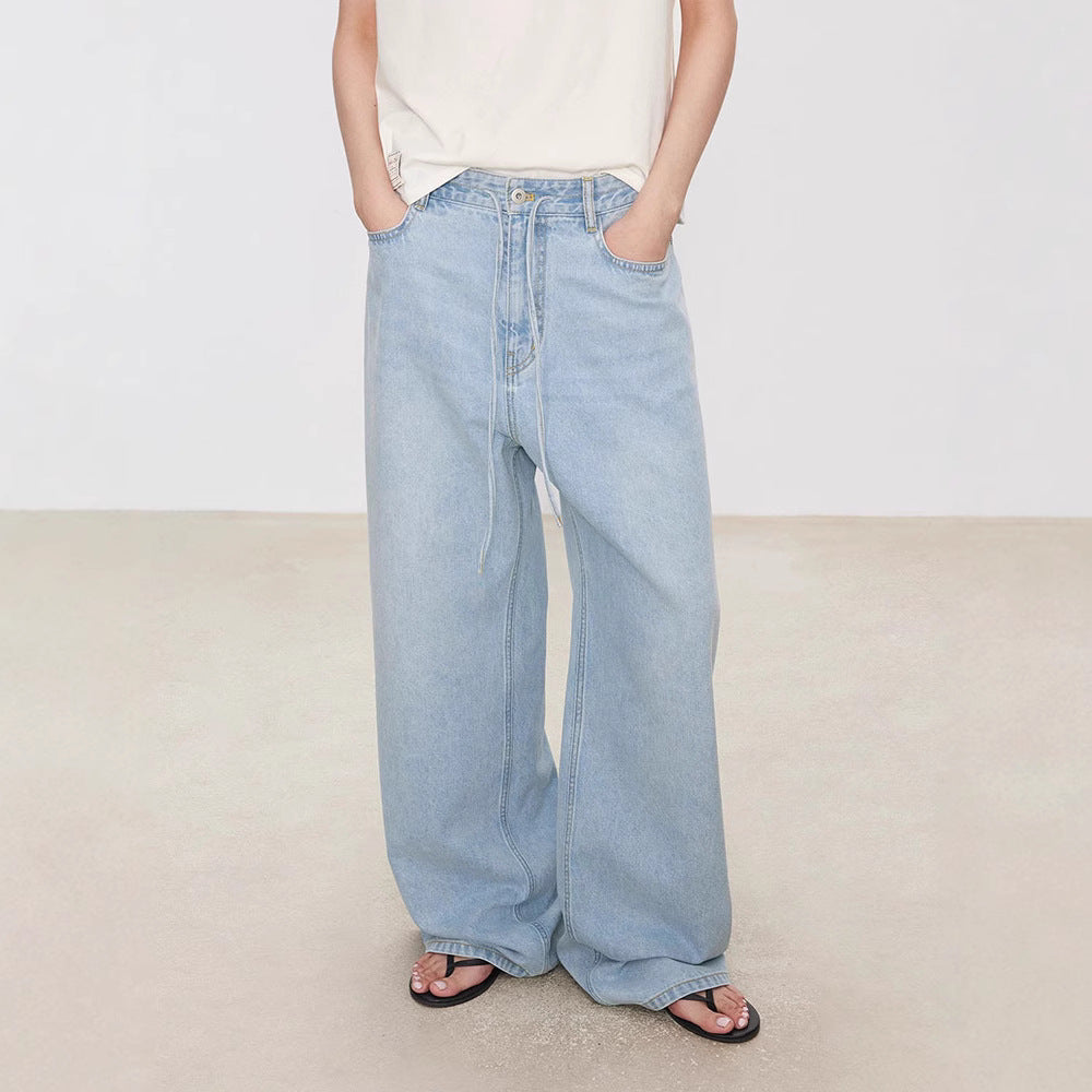 Damen Weit geschnittene Denim-Culotte mit hohem Bund und Gummizug Drune
