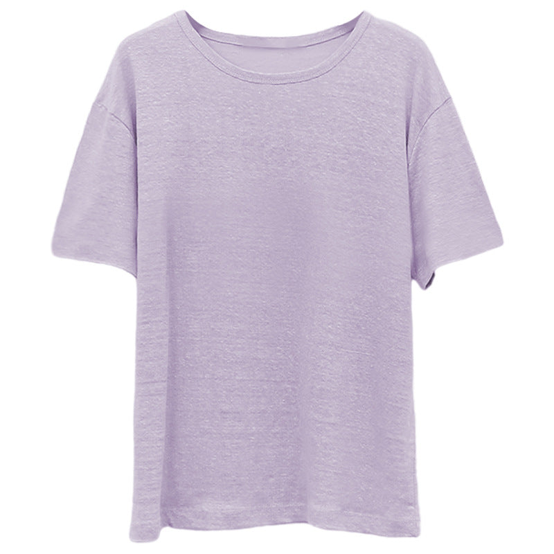 Damen lässiges Oversize T-Shirt aus atmungsaktiver Baumwollmischung mit strukturierter Oberfläche Drune