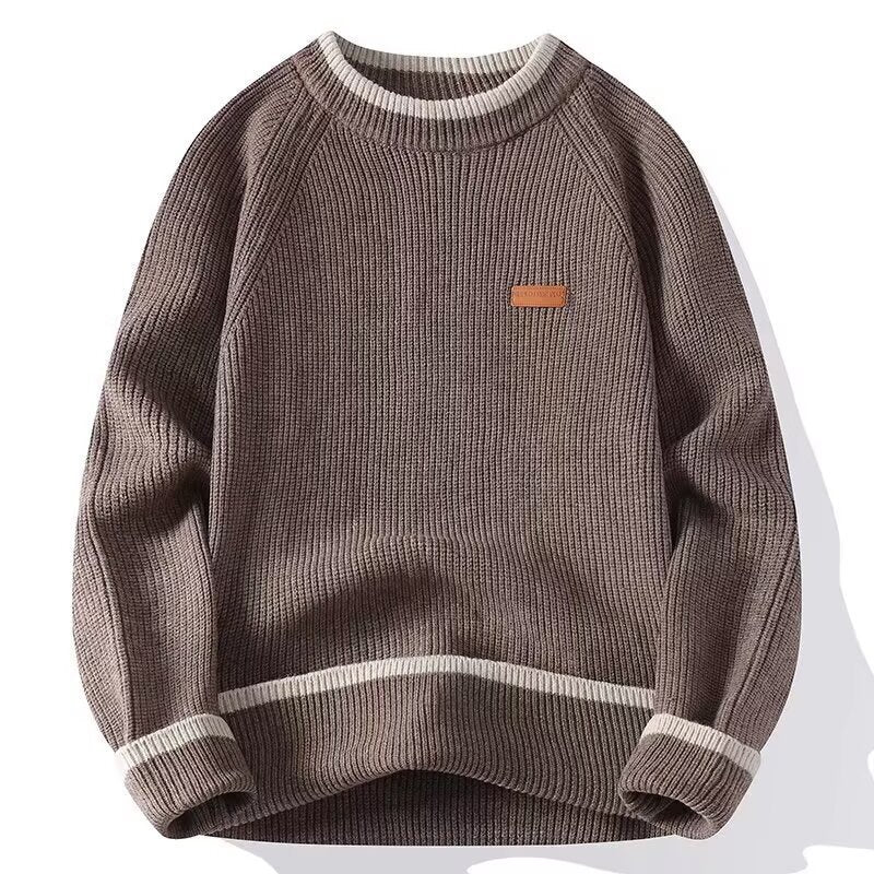 Herren Modischer Grobstrickpullover mit Rundhalsausschnitt Drune