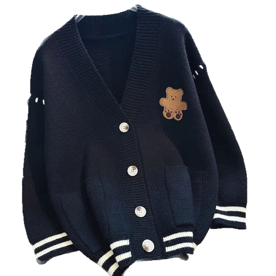 Damen Flauschige Strickjacke mit einzigartigem Bärenmotiv Drune