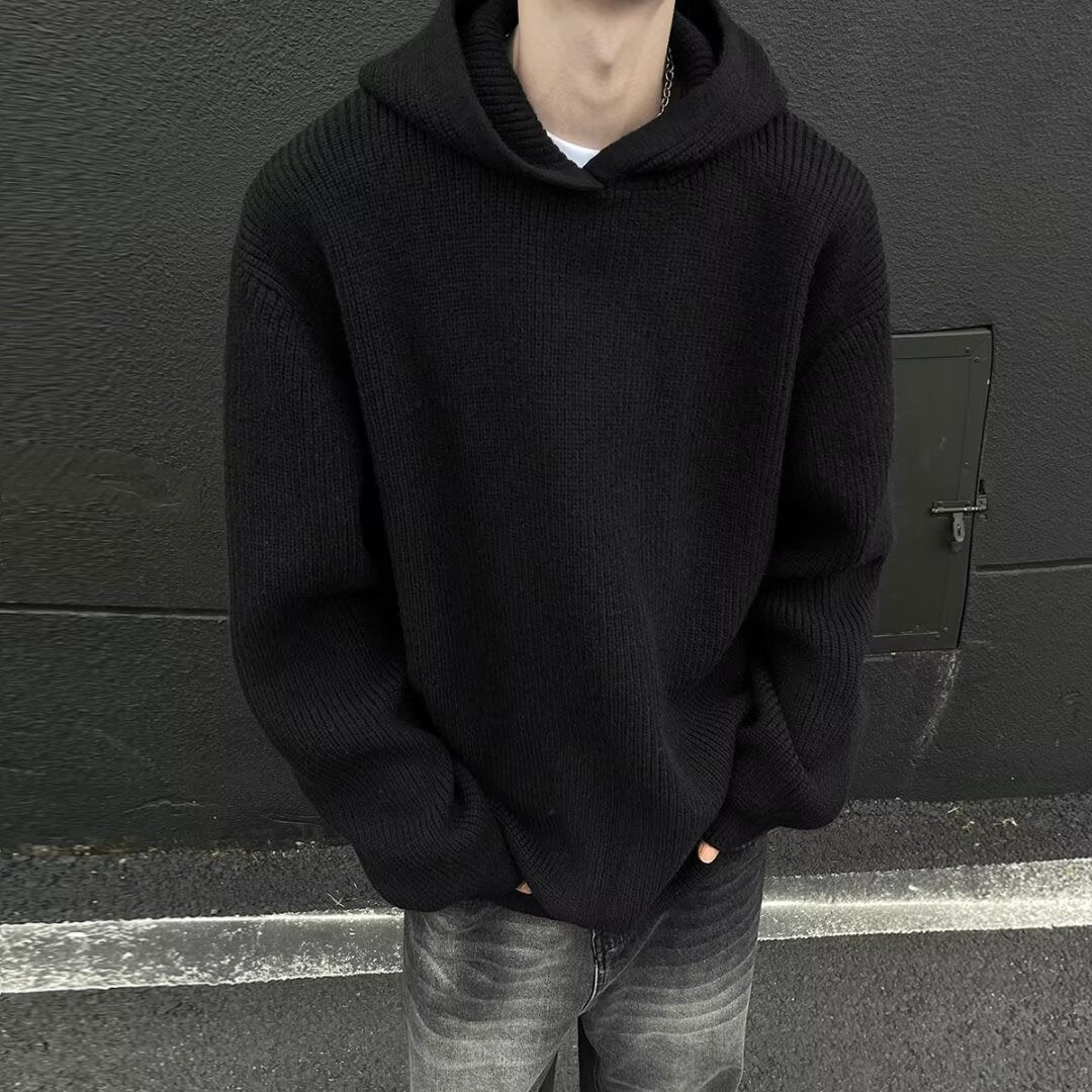 Herren Grobstrickpullover mit Hoodie Drune