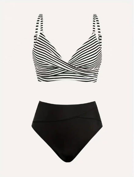 Damen Hochgeschnittenes Bikini-Set mit Wickel-Oberteil Drune