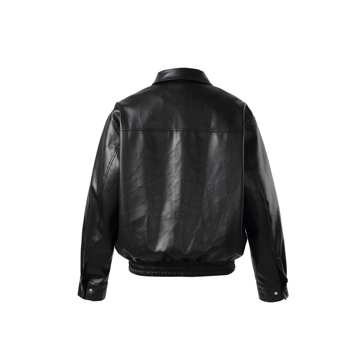 Unisex Kurz geschnittene Kunstleder‑Bomberjacke mit kastigem Boxy‑Schnitt Drune
