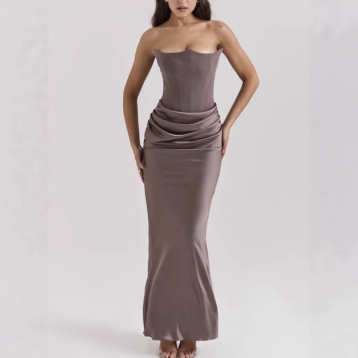 Damen nan trägerloses Korsagen-Abendkleid mit konturierter Miederkonstruktion und eleganter Hüftdrapierung Drune