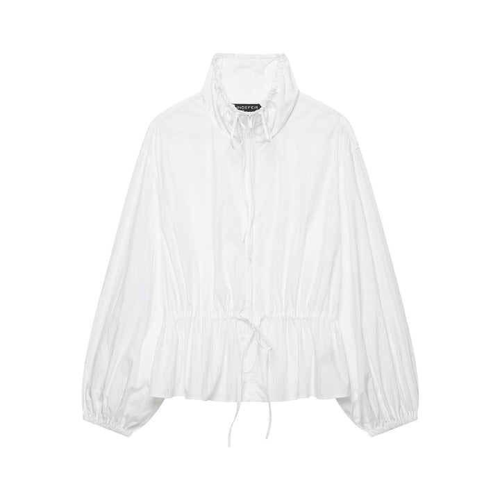 Damen Ultralight Cropped Anorak mit Tunnelzugtaillierung, Ballonärmeln und hohem Stehkragen Drune