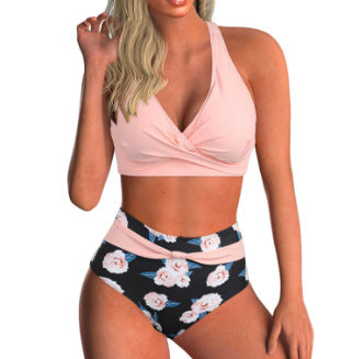 Damen Hochgeschnittenes Bikini-Set mit elegantem Wickel-Top und Comfort-Bund Drune