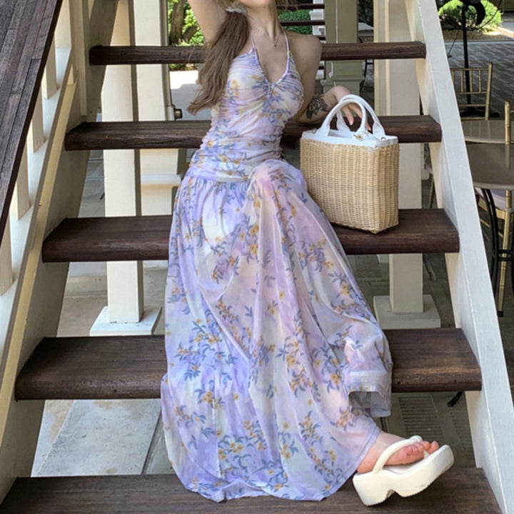 Damen Maxikleid mit floralem Design und eleganter Trägeroptik Drune