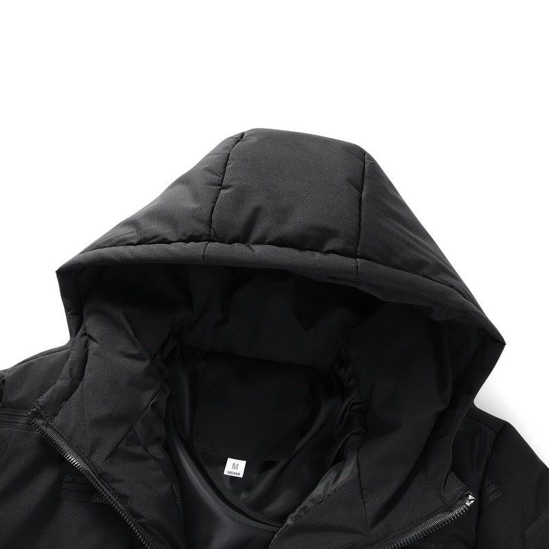 Herren Wattierte Kapuzenjacke mit geometrischer Steppung und winddichtem Saum Drune