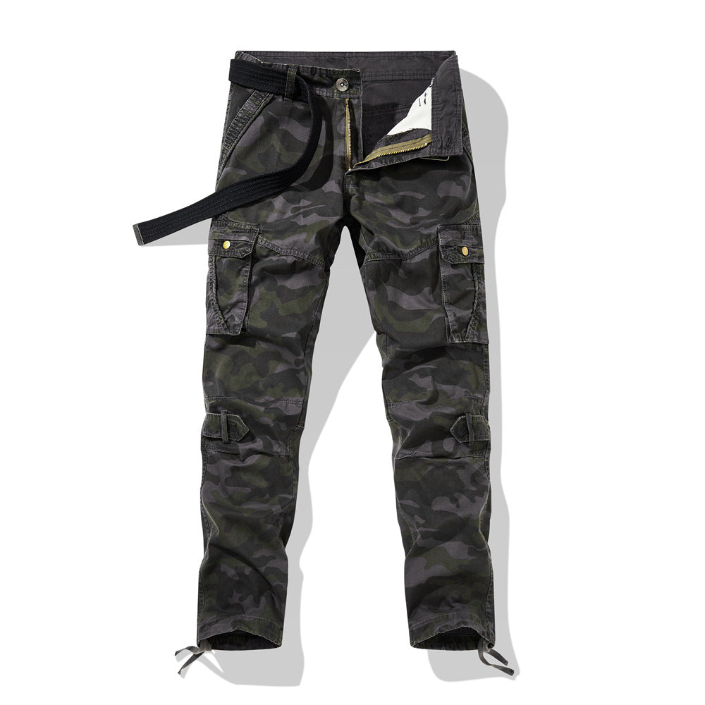 Herren Cargohose im Slim-Fit mit verstärkten Knien Multifachtaschen und Stoffgürtel Drune