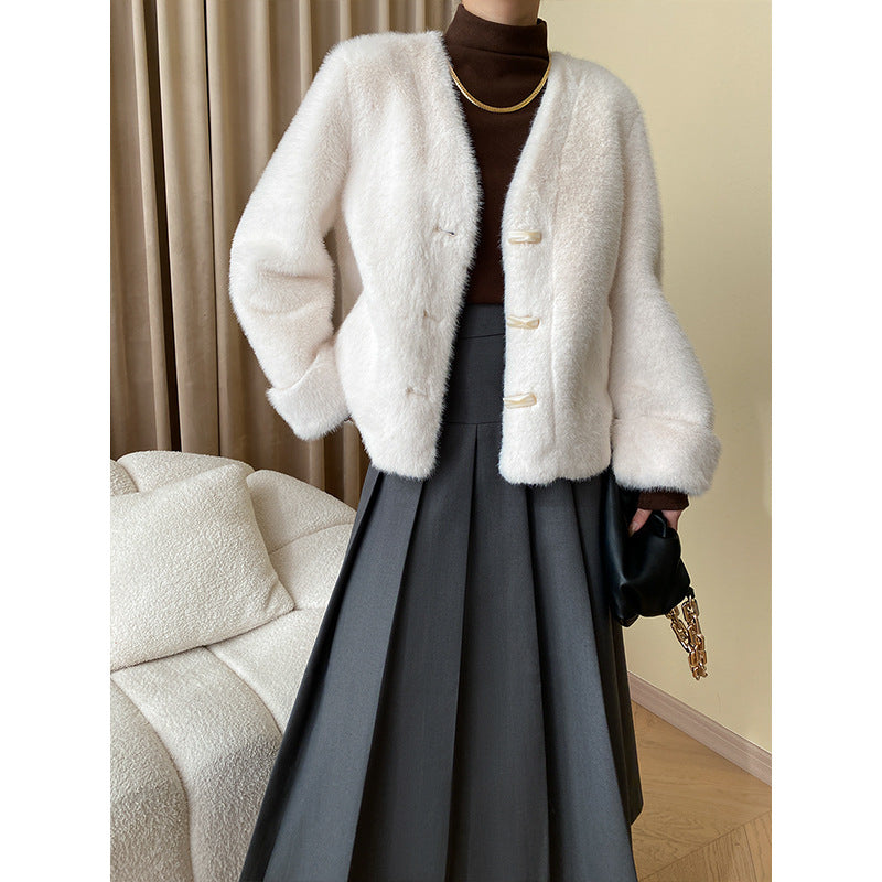 Damen kurze Strickjacke mit eleganten Knopfdetails und weichem Material Drune