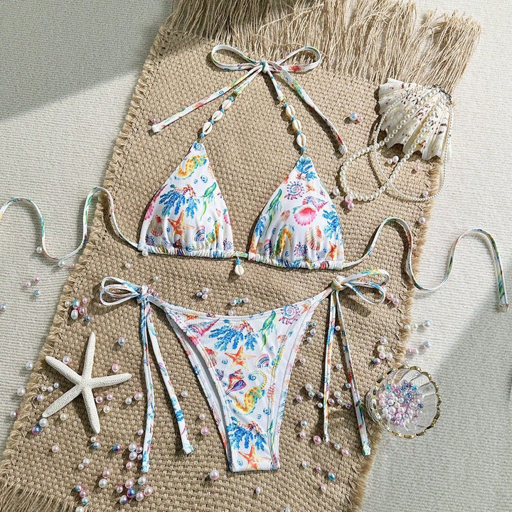 Damen Triangel-Bikini mit handgefertigten Muschelverzierungen Drune