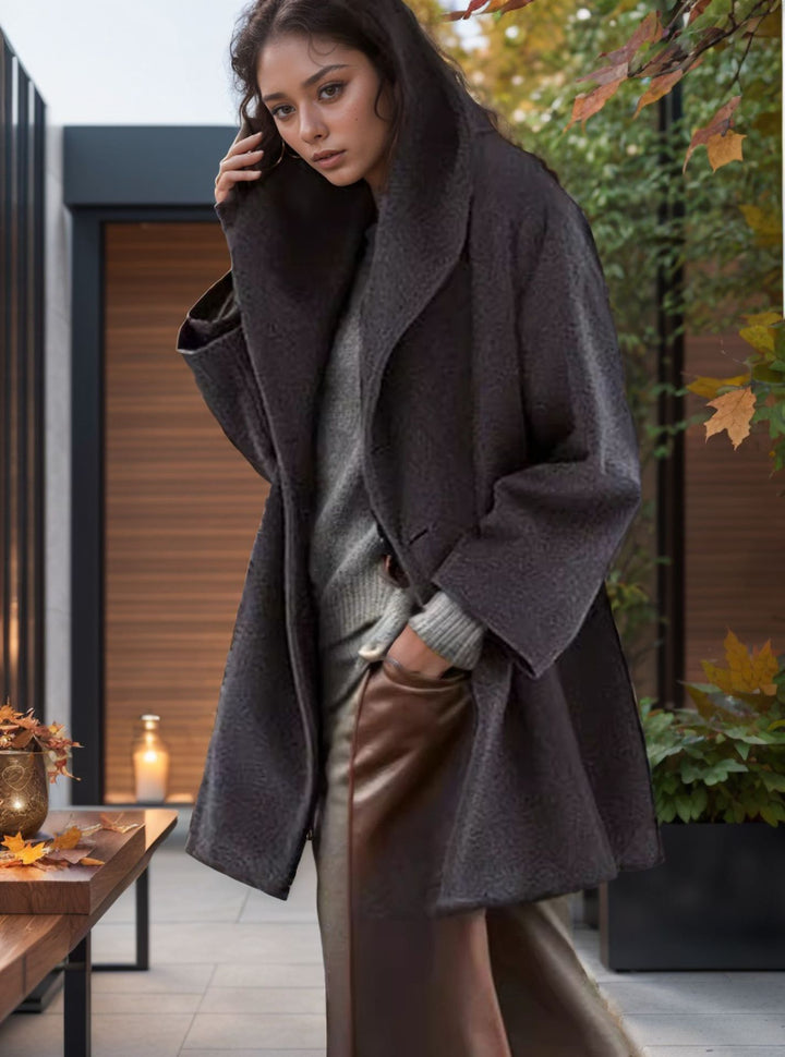 Damen Kapuzen-Teddycoat im Oversize‑A‑Linienschnitt mit überschnittenen Schultern Drune
