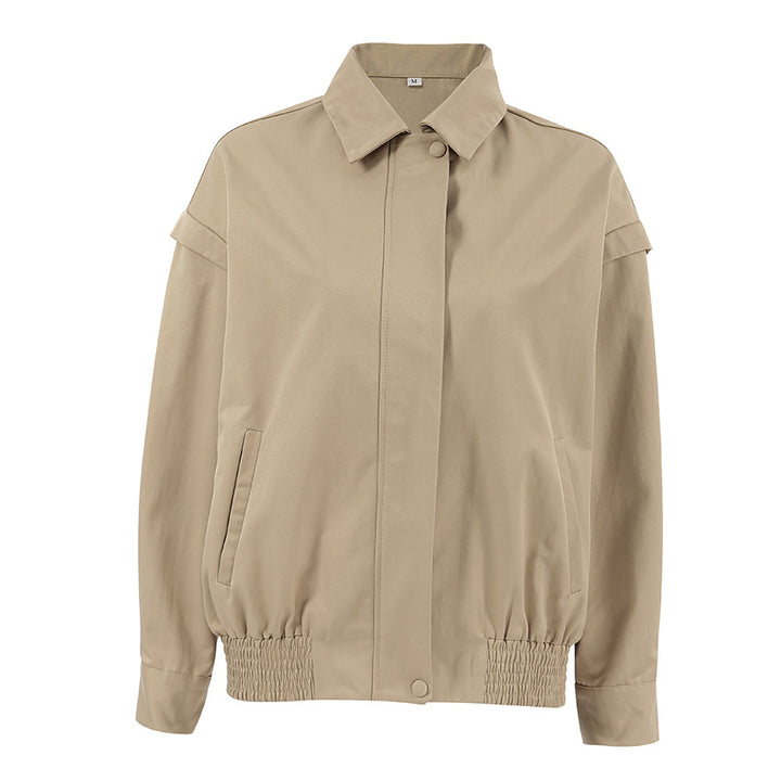Damen Kurze Utility-Jacke mit voluminösen Ärmeln und praktischen Taschen Drune