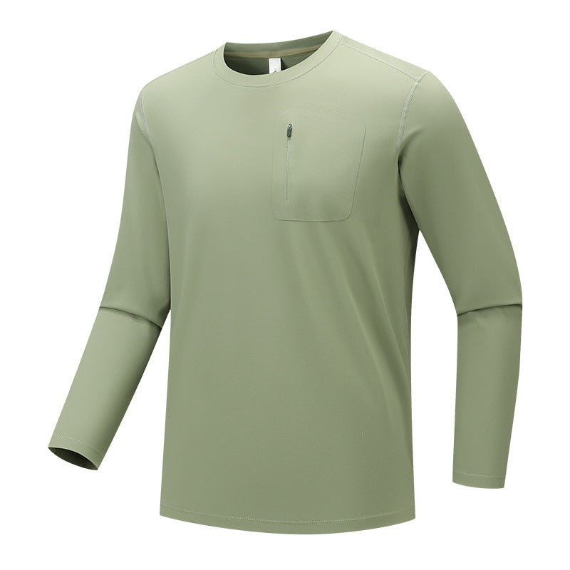 Herren Multifunktionales Langarm-Techshirt mit Brust-Reißverschlusstasche Drune