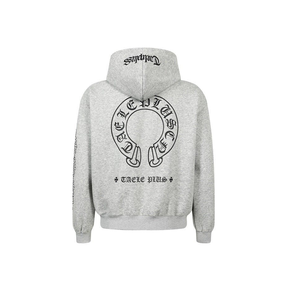 Unisex Kapuzenpullover im Urban‑Gothic‑Print mit geripptem Saum Drune