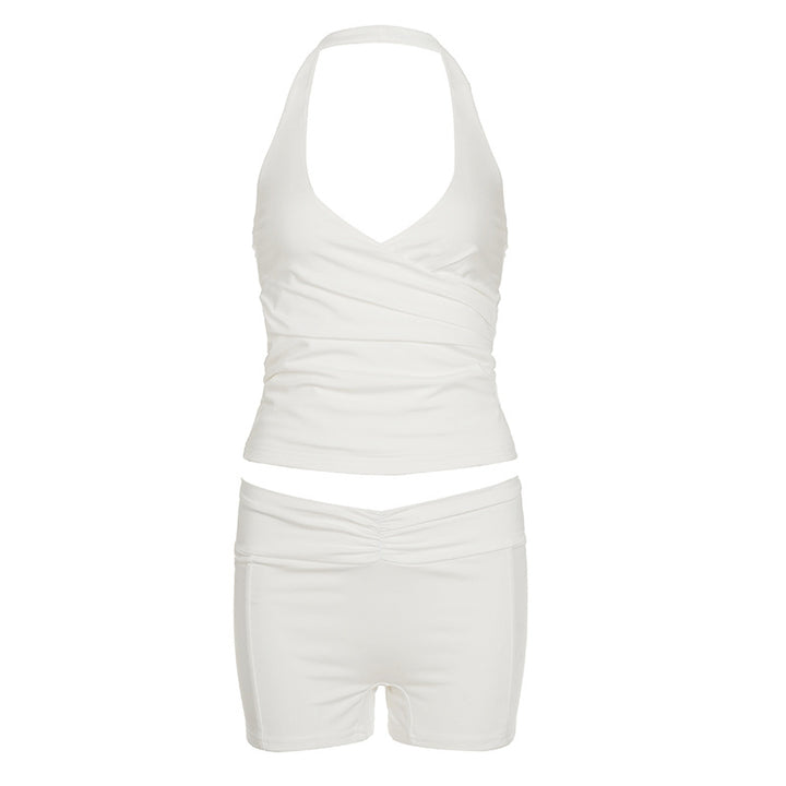 Damen Sportliches Bikini-Set mit hochgeschlossenem Top und modischen Shorts Drune