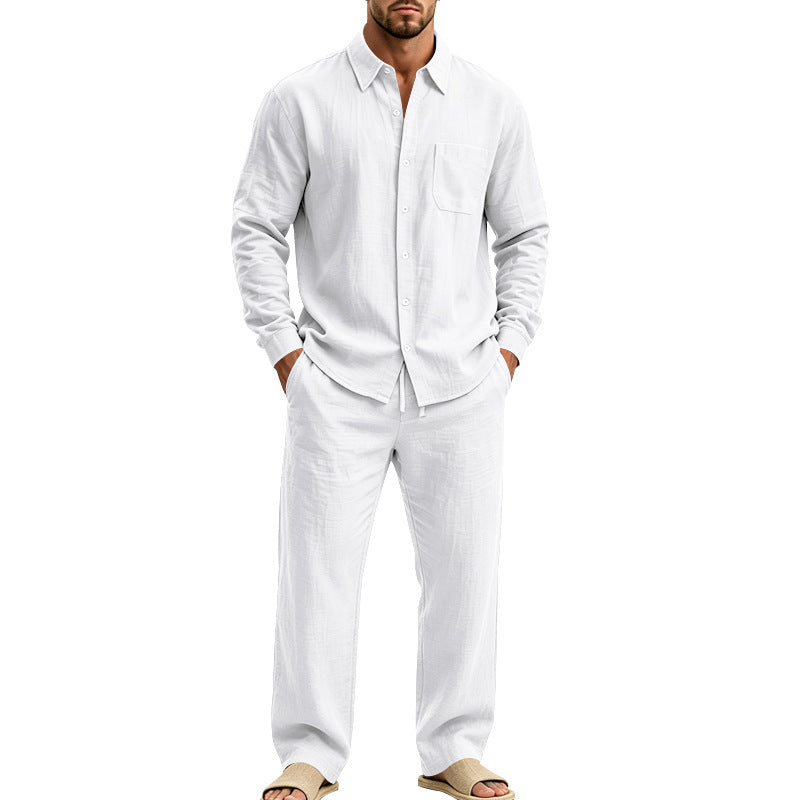 Herren entspanntes Leinen-Hemd und weite Loungewear-Hose Drune