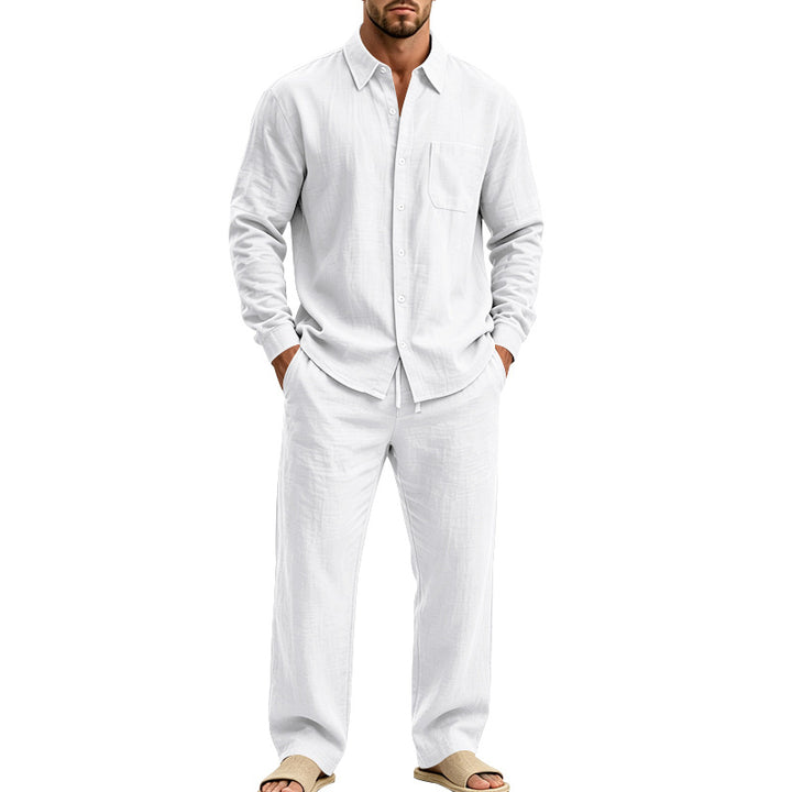 Herren entspanntes Leinen-Hemd und weite Loungewear-Hose Drune