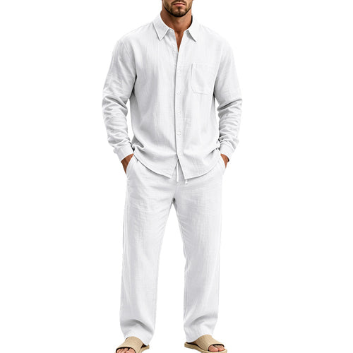 Herren entspanntes Leinen-Hemd und weite Loungewear-Hose Drune