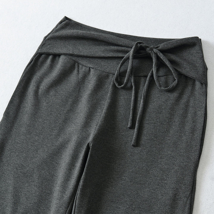 Damen Weite Jersey-Loungehose mit Umschlagbund und Tunnelzug Drune