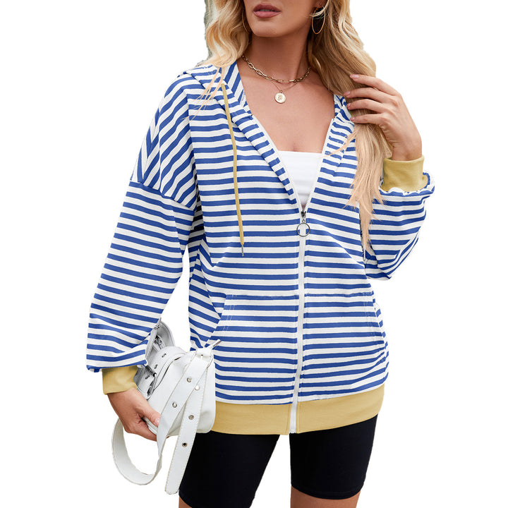 Damen lässiger Freizeit Hoodie mit modischen Streifen und praktischen Taschen Drune