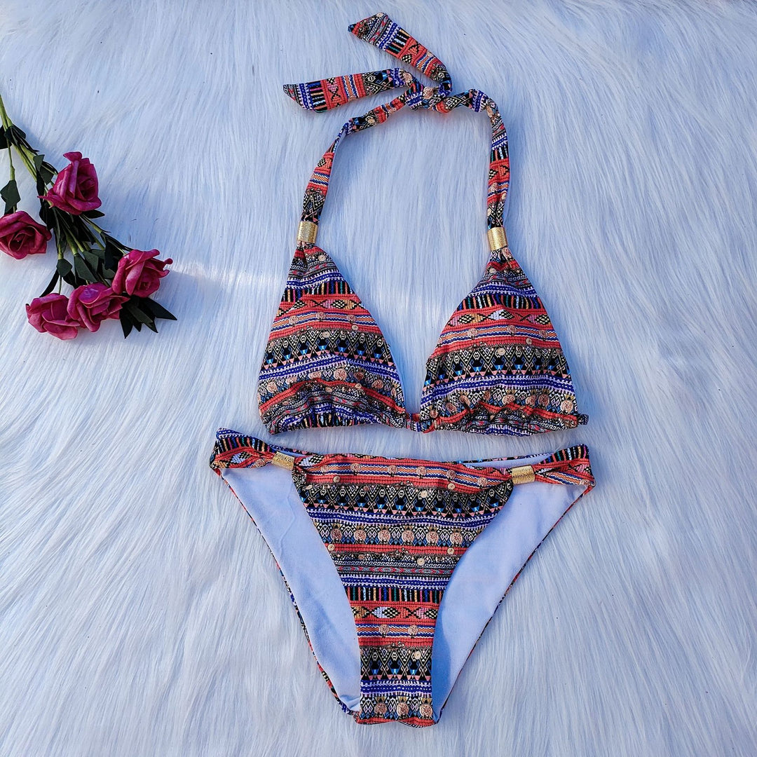 Damen Triangel-Bikini mit verspieltem Ethno-Muster Drune