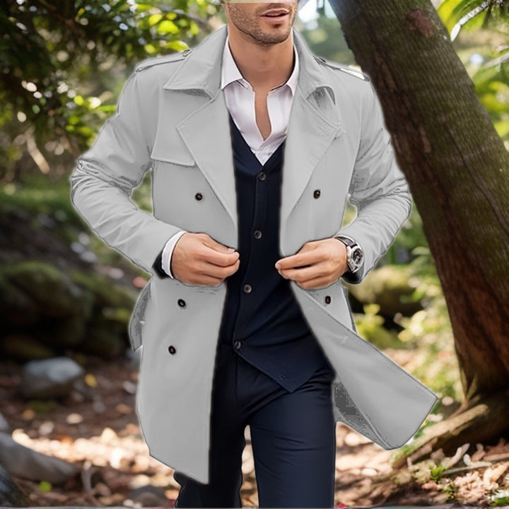 Herren klassischer Trenchcoat im zeitlosen Design mit knöpfbaren Taschen Drune