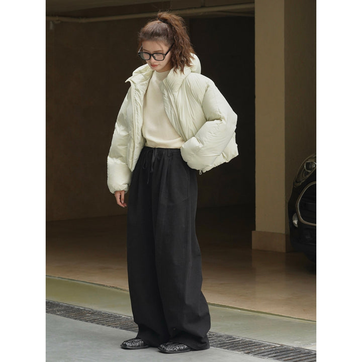 Damen Extrabreite High‑Waist Culotte‑Baggyhose mit Kordelzug und weichem Fall Drune