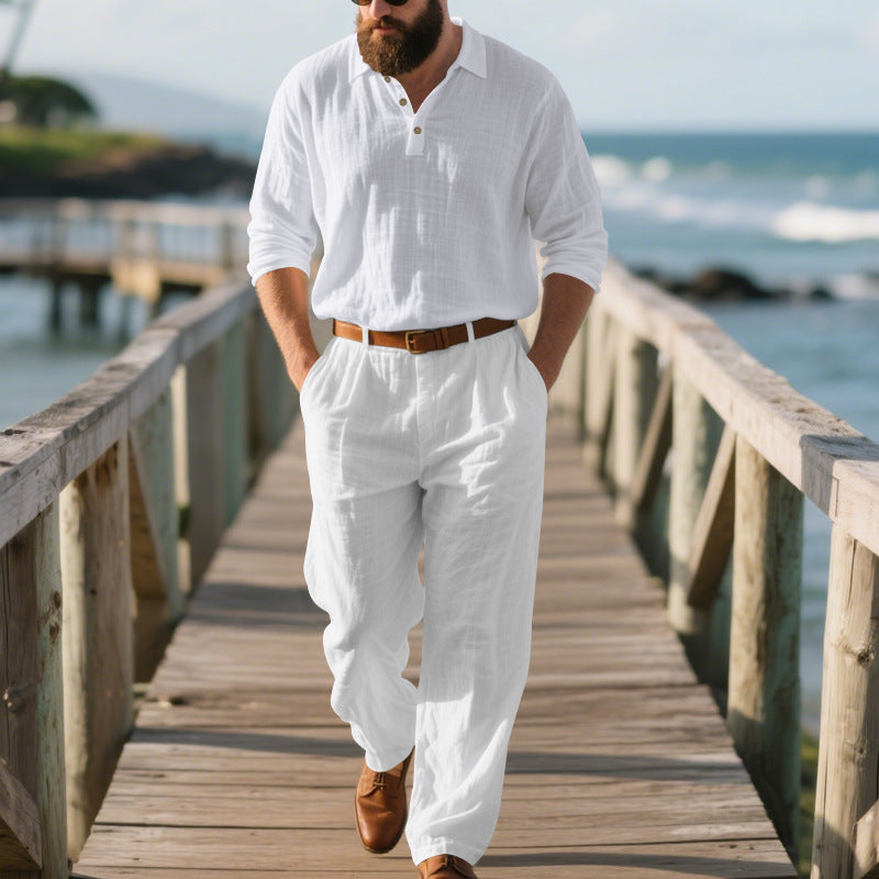 Herren modischer Zweiteiler mit Poloshirt und bequemen Bund Drune