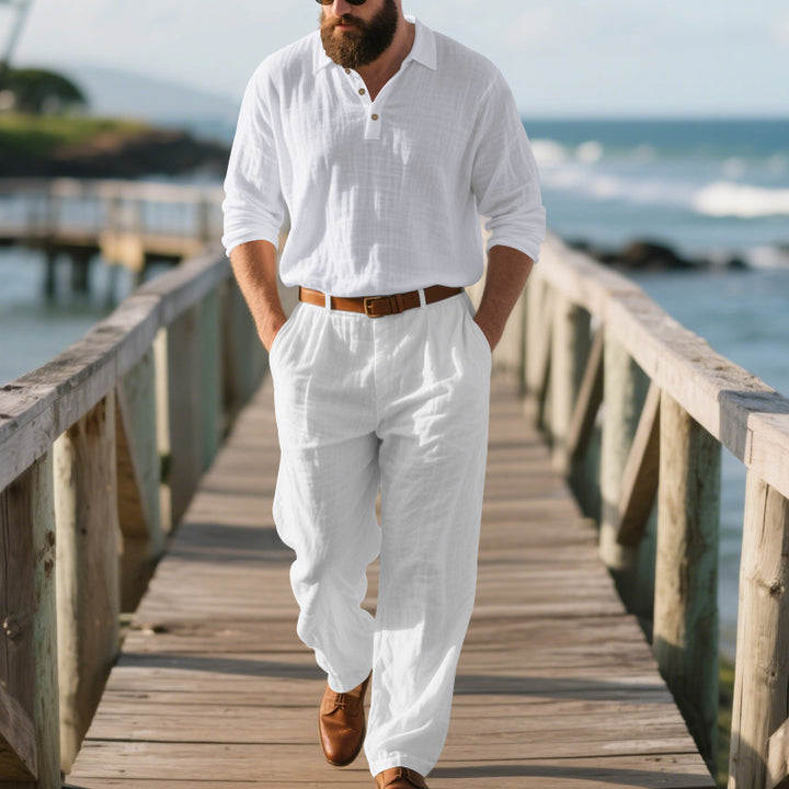 Herren modischer Zweiteiler mit Poloshirt und bequemen Bund Drune