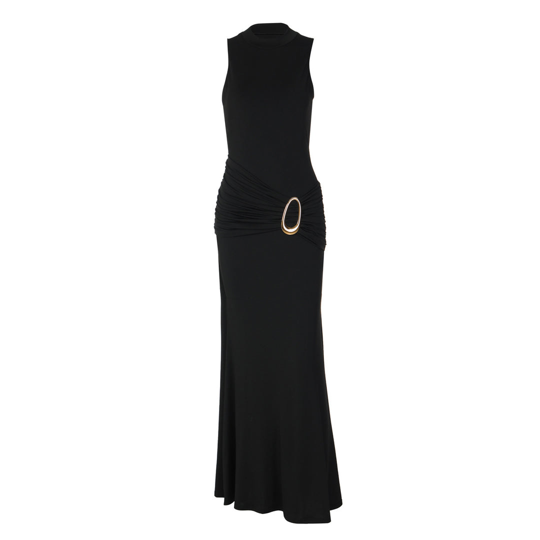 Damen Langermiges Maxikleid mit raffiniertem Raffungselement Drune