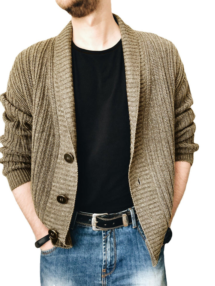 Herren Strickjacke mit modischem Schalkragen und praktischen Knöpfen Drune