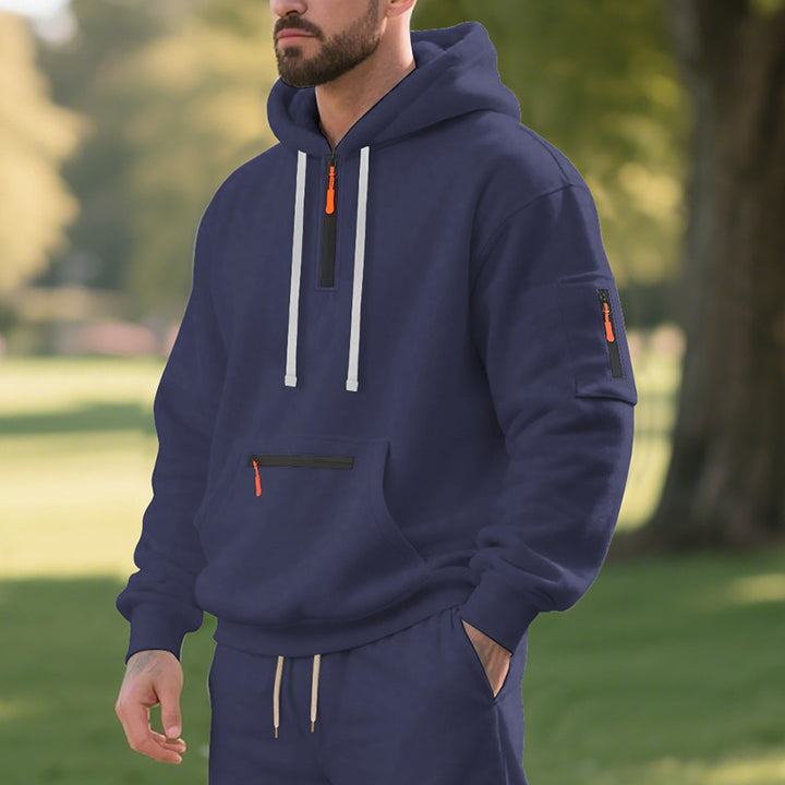 Herren Sportlicher Hoodie mit funktionalen Reißverschlusstaschen Drune