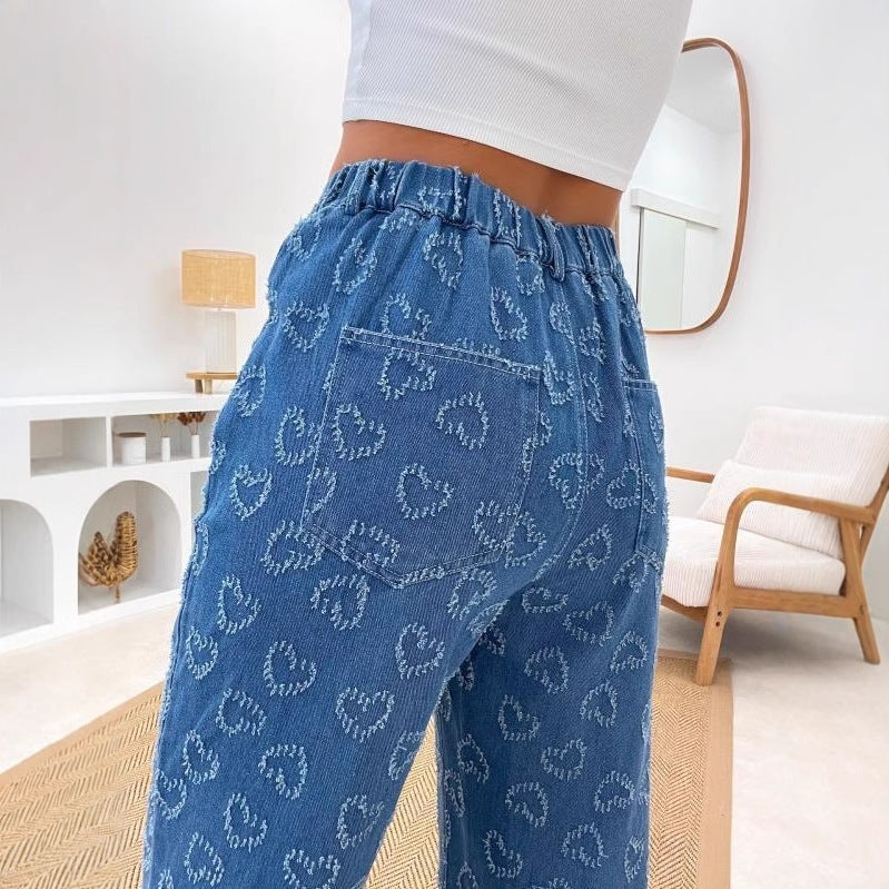 Damen Jeanshose mit floralem Musterdruck Drune