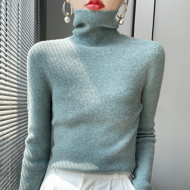 Damen Schmaler Rollkragenpullover aus Kaschmir‑Mix mit extralangem Ärmelabschluss Drune