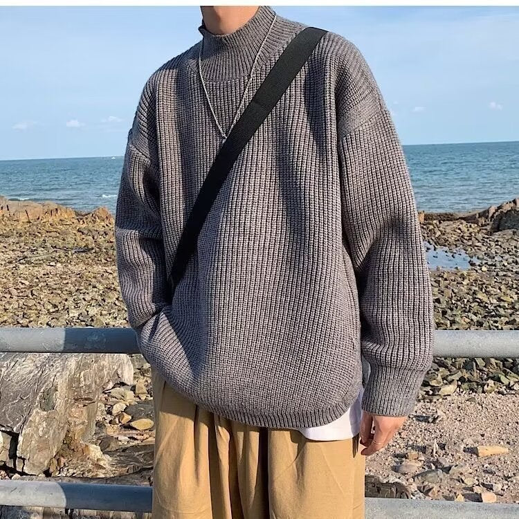 Damen Grobstrickpullover mit hohem Kragen Drune