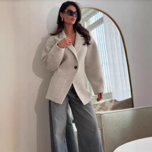 Damen Oversize Blazerjacke mit elegantem Schnitt und voluminösen Ärmeln Drune