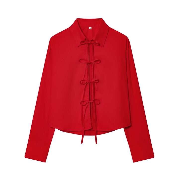 Damen nan gestreifte Bluse mit Krawatten-Front, Hemdkragen und weitem Manschettenärmel Drune