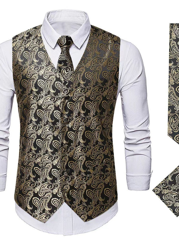 Herren elegantes Weste-Anzugset mit passendem Krawatte und Einstecktuch Drune