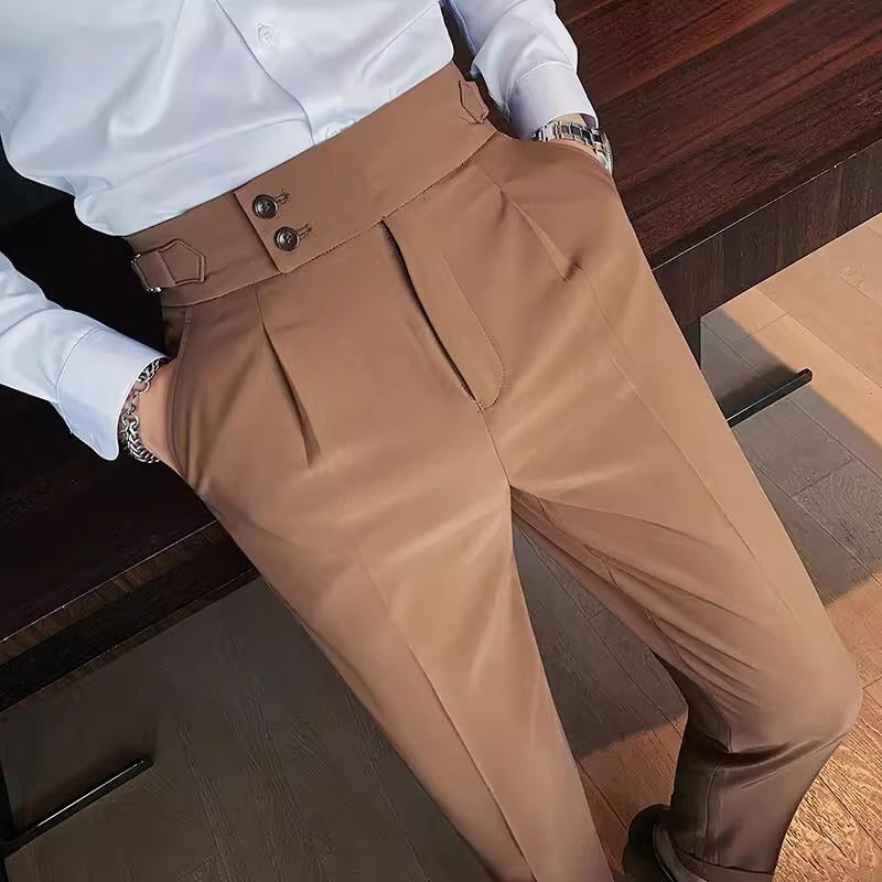 Herren Elegante Anzughose mit hoher Tailierung Drune