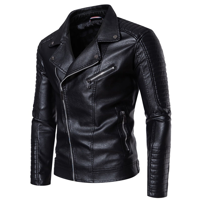 Herren Modische Kunstleder Bikerjacke Drune