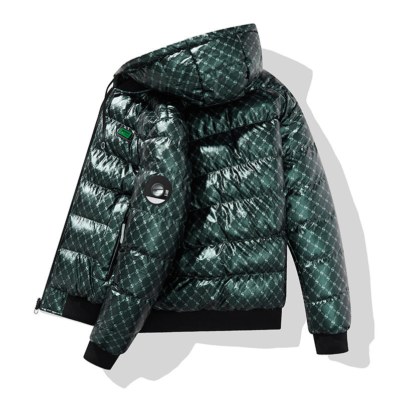 Herren Modische Steppjacke mit Kapuze und glänzendem Finish Drune