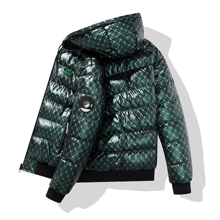 Herren Modische Steppjacke mit Kapuze und glänzendem Finish Drune